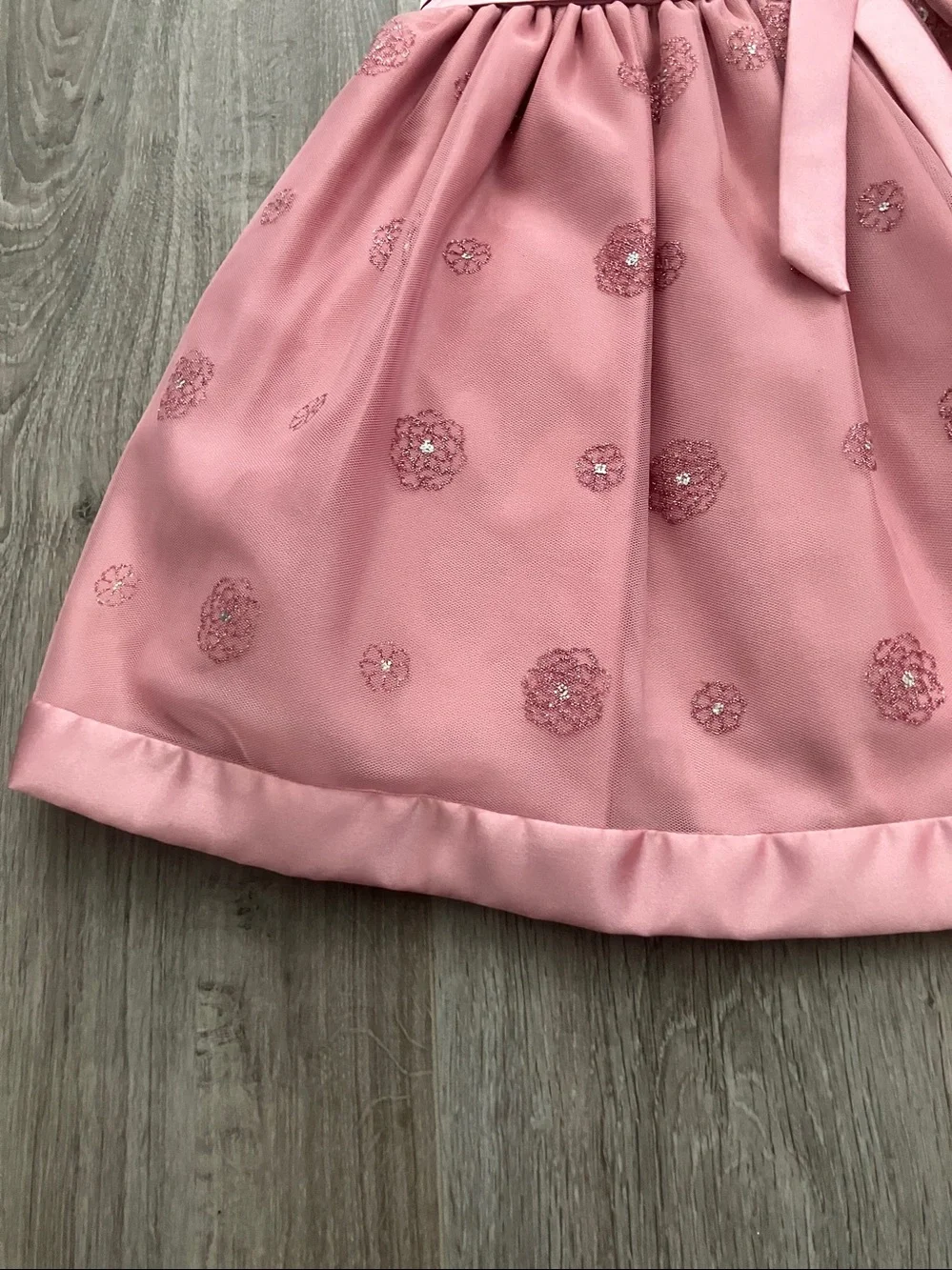 NEW - LOVE by SPECIAL OCCASIONS pink satin Glitter Accents toddler formal Dress